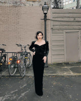 Documented Fall 1984 Christian Dior by Marc Bohan Runway Haute Couture Black Textured Velvet Dress