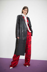 Fall 2017 The Attico 'Maria' Crocodile Embossed Glossed Leather Wrap Coat