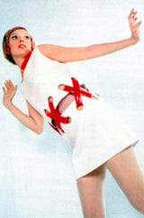 1960s Pierre Cardin Couture Bright Sunny Yellow Tunic & Hot Pant w Open Metal Grommets