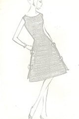 c.1965 Sybil Connolly Couture Bow Detailed Blue Pleated Irish Linen Dress