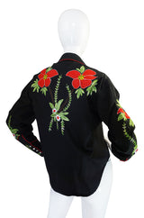 1990s Bright Hand Embroidered Western Shirt