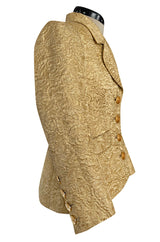 Fall 1977 or Fall 1980 Ady Couture Lausanne Yves Saint Laurent Haute Couture Copy Gold Metallic Thread Jacket