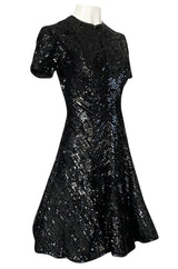 1980s Bob Mackie Heavily Beaded & Sequin Dress w Pink & Red Surprise Underskirt