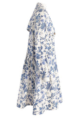 Spring 2005 Burberry Runway & Ad Campaign Blue & White Floral Print Full Cut Linen Trench Coat