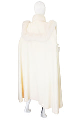 1980s Cream Wool Fox Fur Collar Cape