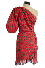 Prettiest 2018 Isabel Marant Etoile Esther One Shoulder Red Floral Print Dress