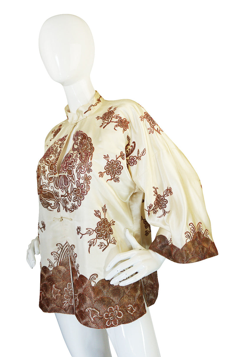 1930s Silk & Emroidered Metal Thread Asian Jacket