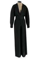 Chic Fall 1972 Christian Dior by Marc Bohan Haute Couture Black Silk Pant Set