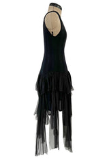 Cruise 2002 Chanel by Karl Lagerfel Cashmere Knit Dress w Silk Chiffon Ribbon Skirt