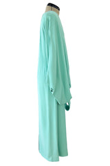 Rare 1978 Pierre Cardin Haute Couture Pale Mint Turquoise Silk Avante Garde Sack Dress