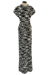 Runway Fall 2011 Chanel by Karl Lagerfeld Black & Ivory Knit Dress w Fringed Open Back