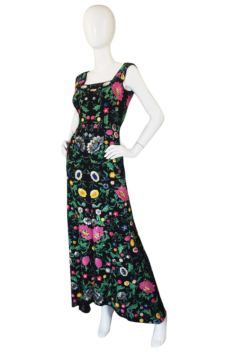 Spectacular Late 1920s, Early 30s Floral Sequin Gown