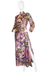 1960s Metallic Silk Chiffon Malcolm Starr Dress