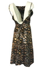 1960s Nina Ricci Metallic Gold Silver Silk Brocade Dress & Jacket Suit Set