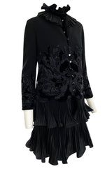 Documented Fall 1994 Valentino Haute Couture Hand Beaded & Pleated Top, Skirt & Jacket Suit Set