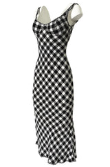 1995 Christian Dior by Gianfranco Ferre Runway Graphic B&W Dress