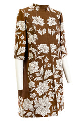 Fall 2000 Valentino Custom Made Haute Couture White Floral Silk Brocade Evening Coat