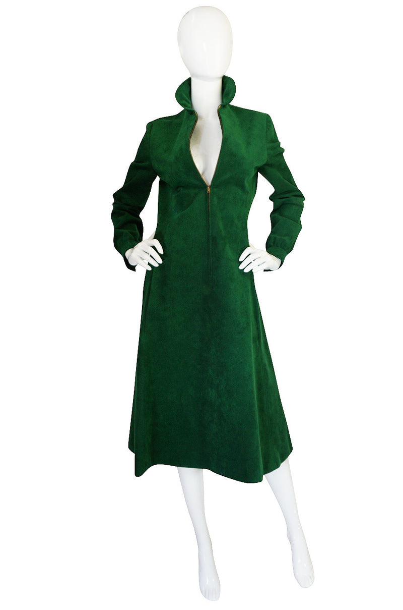 1972 Green Ultrasuede Halston Dress with Belt