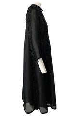 Museum Held 1969 Courreges Black Silk Organza Ruffle Detailed Dress