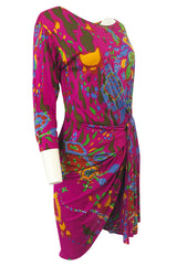 Spring 1991 Yves Saint Laurent Runway & Ad Campaign Printed Draped Dress