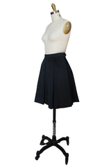 1980s Yves Saint Laurent Flat Pleated Black Mini Skirt