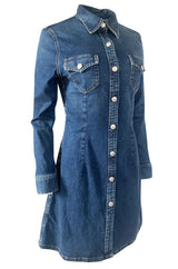 2015 Alexa Chung for AG "The Pixie" Denim Snap Front Mini Dress