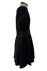 Prettiest 2015 Isabel Marant Easy To Wear Black Mini Dress w White Stitching