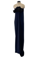 Beautiful Spring 2013 Lanvin by Alber Elbaz Deep Blue Strapless Dress w Bow Detail