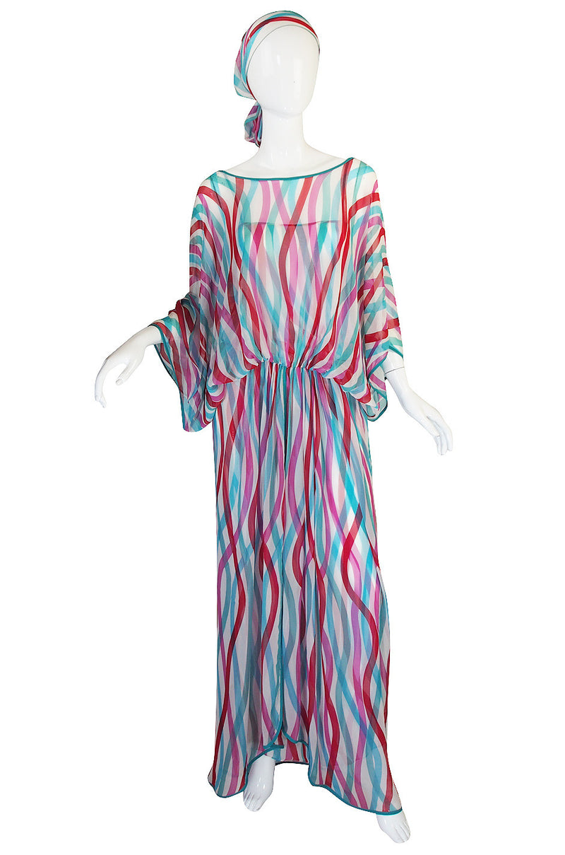 1970s Silk Chiffon Giorgio Sant Angelo Caftan Dress