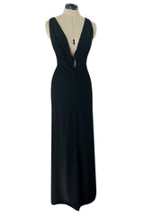 Stupendous Spring 2008 Valentino Original Runway Black Front & Back Plunge Bow Dress