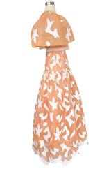 1960s Arnold Scaasi Couture Peach Silk Organza Dress w Incredible Sleeves