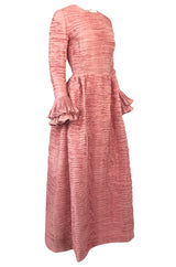 1960s Sybil Connolly Couture 'Non Chalance' Pink Pleated Linen Dress