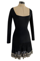 Early 1990s Azzedine Alaia Black Knit Mini Dress w Sheer Raised Edge Skirt & Boy Short Interior