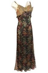 F/W 1995 Christian Lacroix Stunning Metallic Gold & Copper Lace Dress