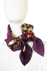 Vintage Vibrant Jewel Print Silk Chanel Scarf