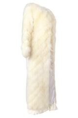 1970s Saks SFAntastic Ivory & Pale Yellow Down Feather Maxi Coat