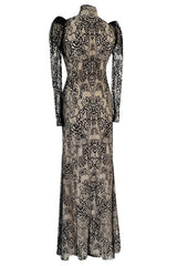 Spectacular Pre-Fall 2016 Alexander McQueen by Sarah Burton Black Nude Lace Dress