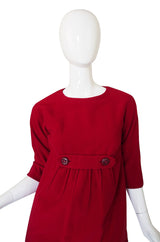 Rare 1959 James Galanos Red Felt Dress