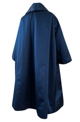 Important Fall 1958 Christian Dior by Yves Saint Laurent Haute Couture Deep Blue Silk Evening Coat