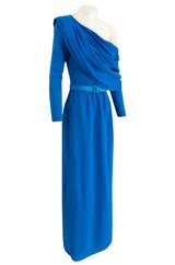 Important Spring 1993 Yves Saint Laurent Haute Couture One Shoulder Silk Crepe Dress