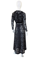 1930s Black Lace Gown & Cropped Jacket