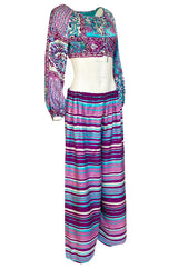 Spring 1970 Donald Brooks Documented Cropped Top & Pants Silk Set