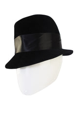 Superb 1960s Adolfo Black Fedora Hat