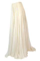 Recent Maria Lucia Hohan Ivory Silk Chiffon Trained Maxi Skirt
