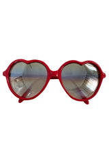Vintage Big Red Heart Sunglasses w Mirrored Graduated Lenses