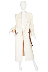 1980s Valentino Belted Ribbed Cream Coat