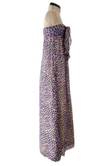 Gorgeous Spring 1977 Givenchy Runway Ad Campaign Strapless Purple Silk Chiffon Dress