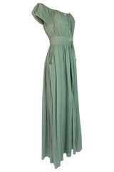 S/S 2016 Mara Hoffman Pale Green Cotton Gauze Off Shoulder Dress
