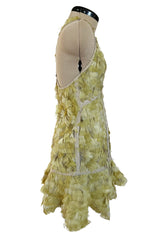 Exceptional Spring 2003 Gucci by Tom Ford Rare Runway Pale Yellow Feather Mini Dress