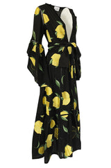 Recent We Are Leone "Amalfi Lemon" Wrap Dress Kimono Cover Up